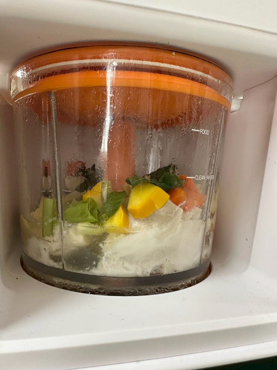 実機のガラス容器に食材を入れたところ